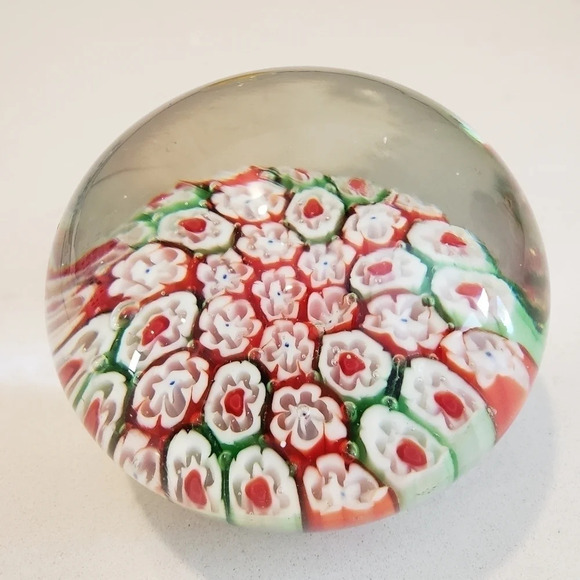 ANTIQUE Blown Glass Millefiori Paperweight Floral - Picture 3 of 13